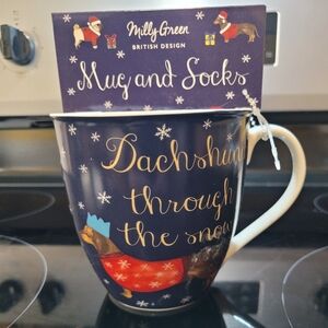Milly Green Dachshund Mug and Socks Set - Blue